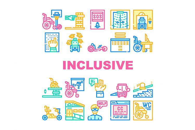 Inclusive Life Tool Collection Icons Set Vector example image 1