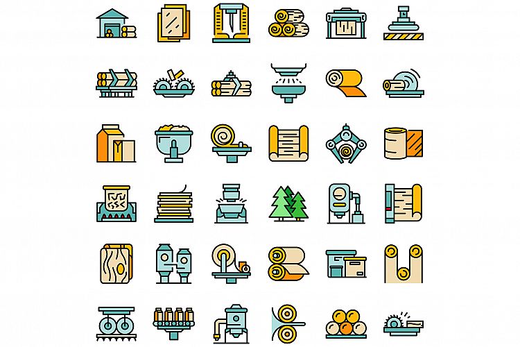Paper production icons set vector flat example image 1