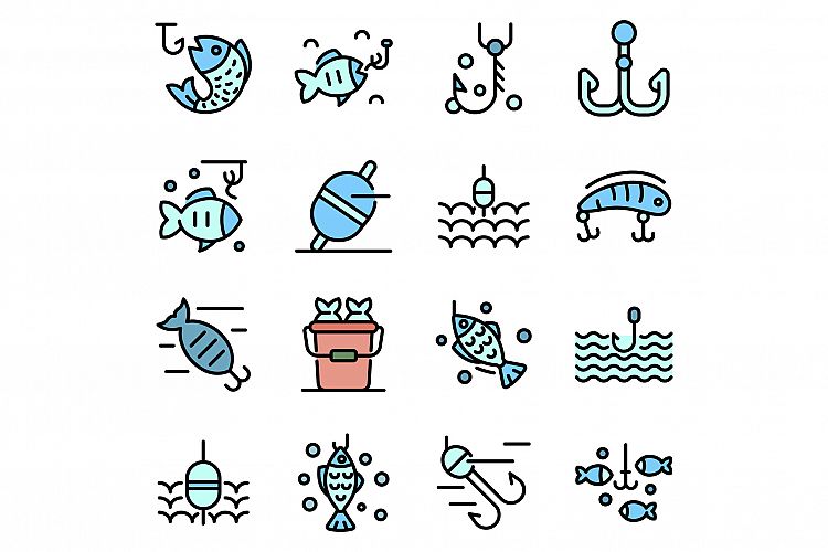Fish bait icons set vector flat
