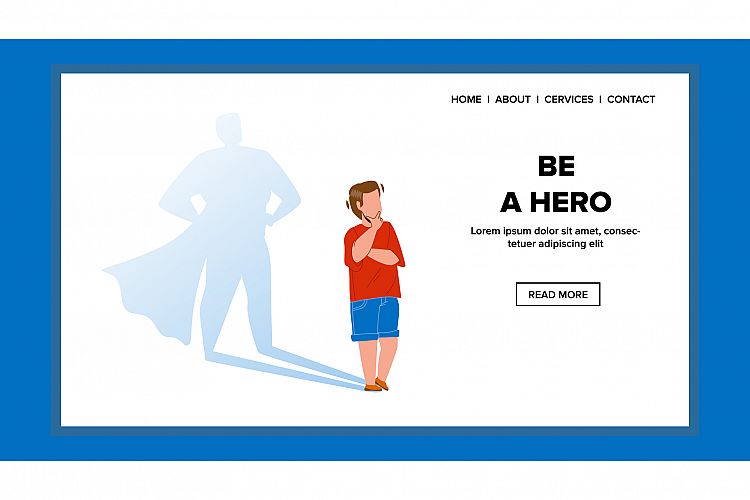 Be A Hero Wanting And Dreaming Little Boy Vector example image 1