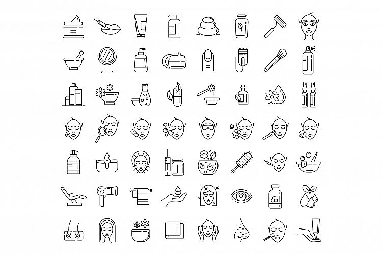 Beautician icons set, outline style example image 1