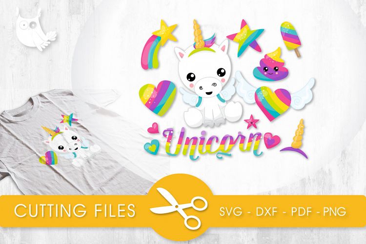 Rainbow Unicorn cutting files svg, dxf, pdf, eps included - cut files for cricut and silhouette - Cutting Files SG