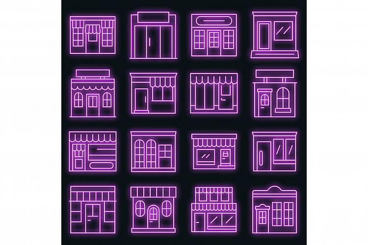 Local business icons set vector neon example image 1