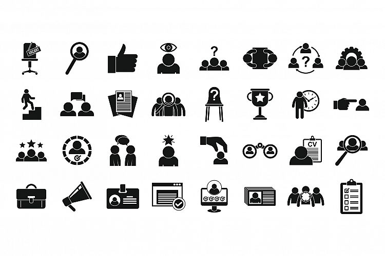 Recruiter icons set, simple style example image 1