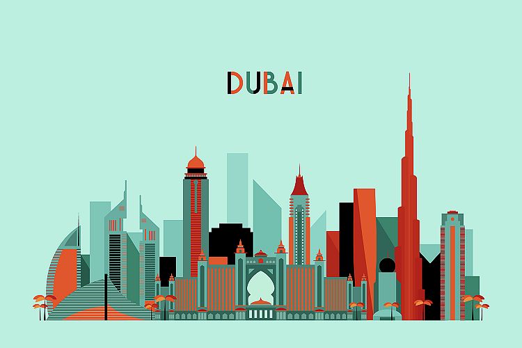 Dubai skyline, Arab Emirates