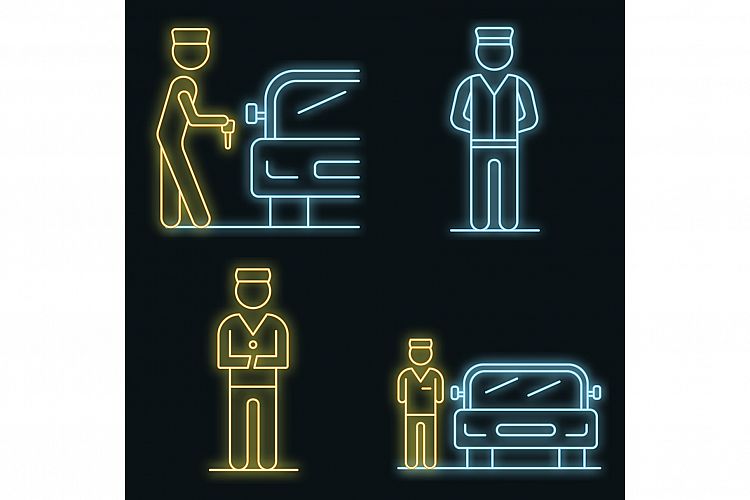 Valet icons set vector neon example image 1