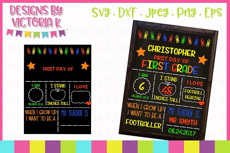 First day of school board, chalkboard style SVG Cut File