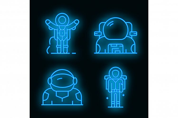 Astronaut icons set vector neon example image 1