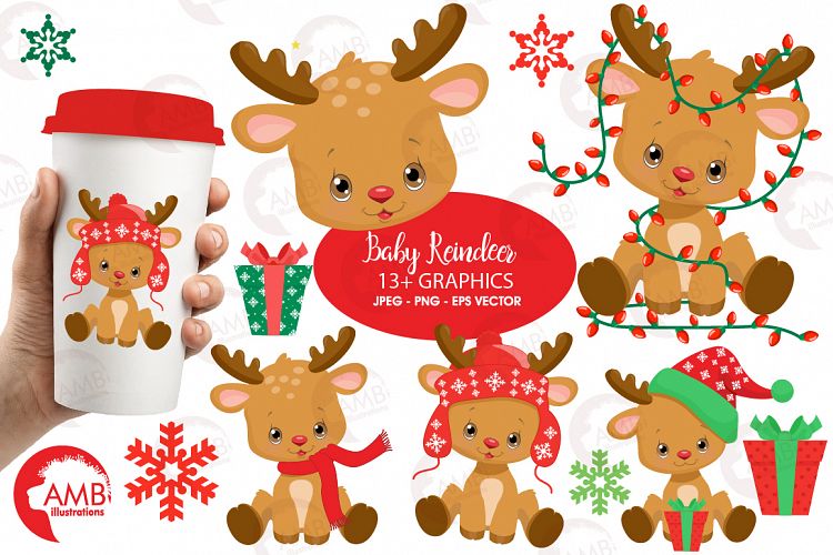 Santas Baby Reindeer clipart, graphics, illustrations AMB-2288