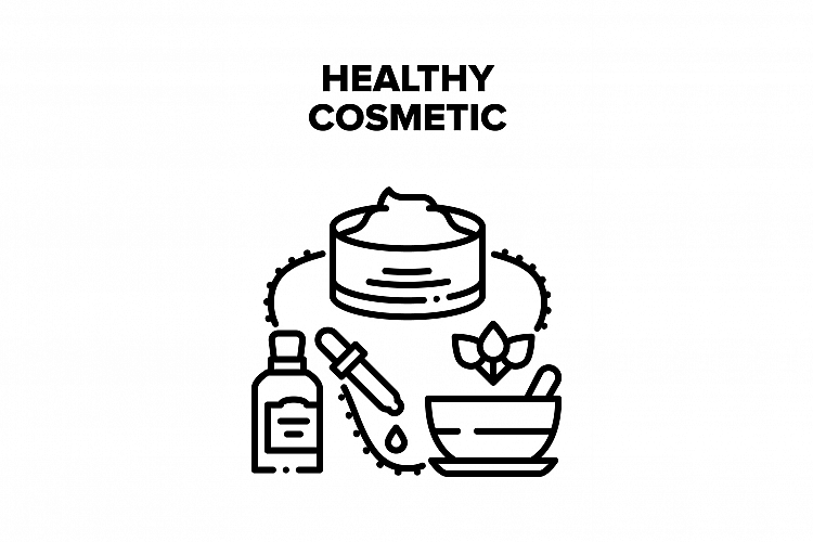 Healthy Cosmetic Vector Black Illustration