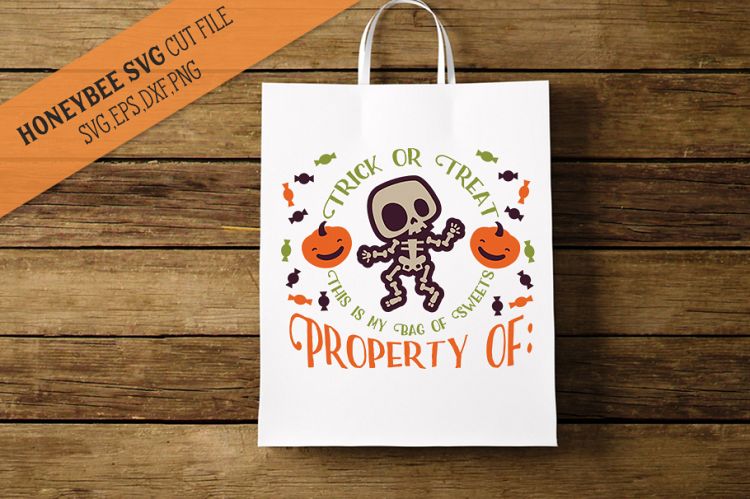 Skeleton Candy Bag Halloween SVG Cut File
