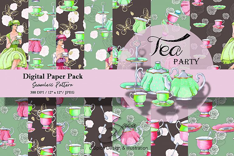 Tea party. Digital Paper pack