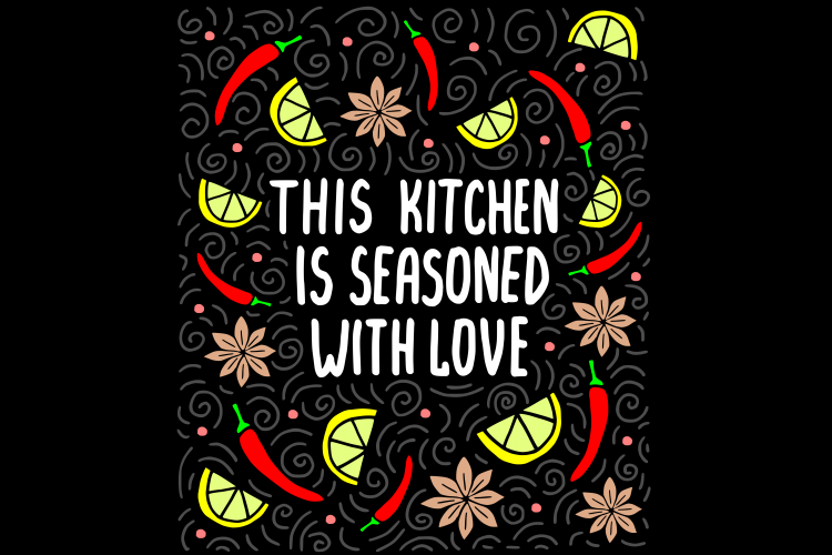 This kitchen is seasoned with love svg, kitchen svg, cooking svg, cook svg, kitchen decor svg, kitchen towel svg