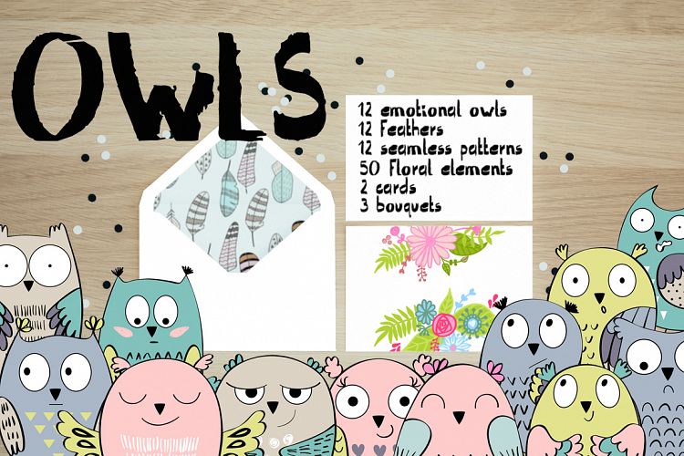 Cute owls. Kit.