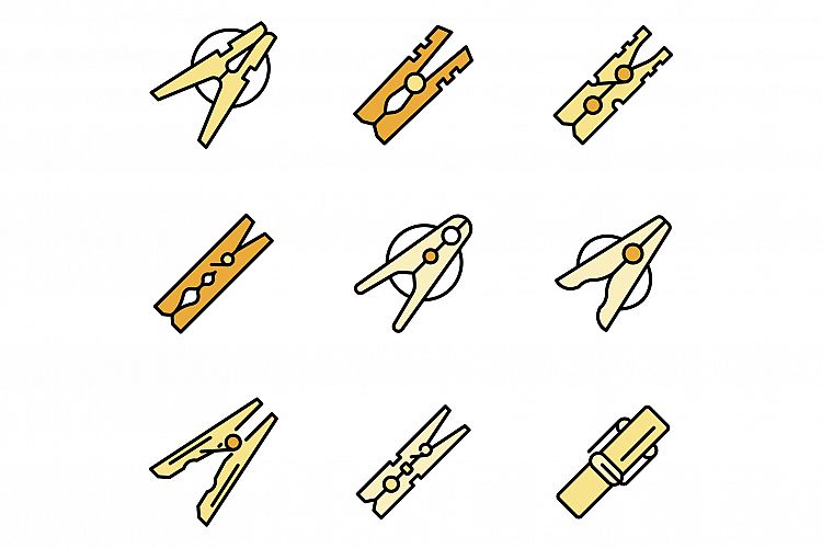 Clothes pins icons set vector flat example image 1