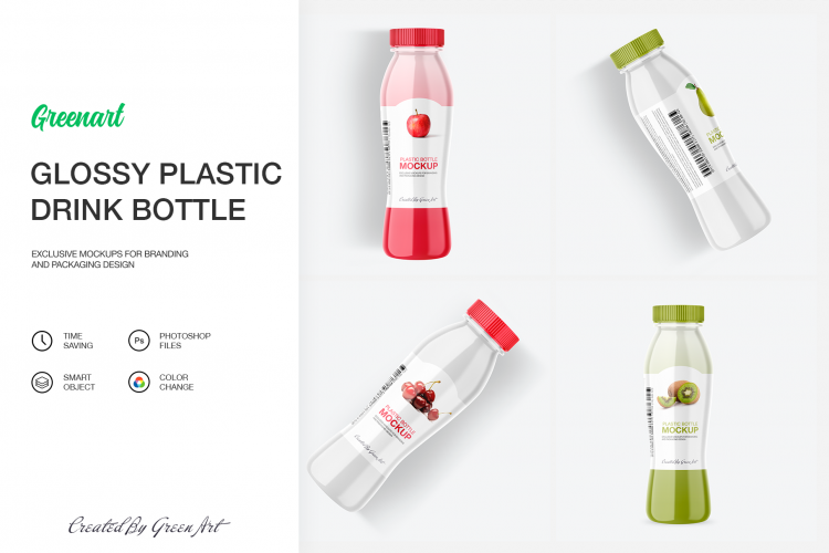 Glossy Plastic Bottle Mockup