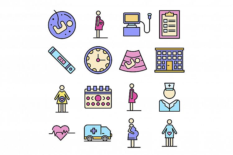 Pregnant icons vector flat example image 1