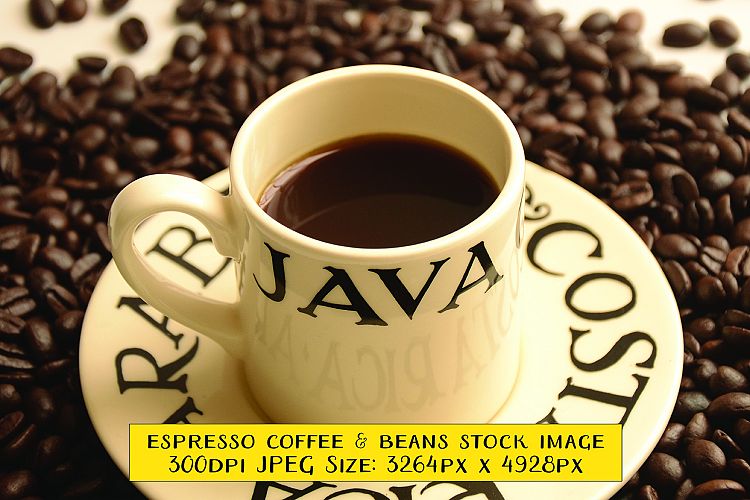 Espresso Cup of Coffee and Costa Rica Arabica Beans