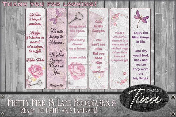 Bookmarks Pink Lace Butterflies Roses Inspiration 091618BM2