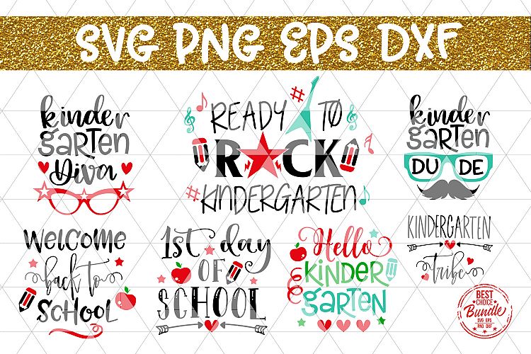 Back To School SVG Bundle, Kindergarten T shirt DXF EPS PNG