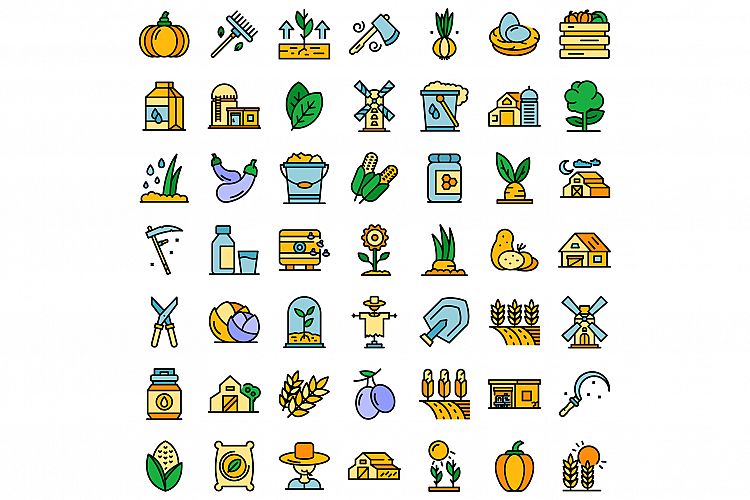 Eco farming icons set vector flat