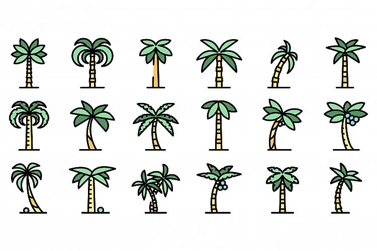 Palm icons set vector flat example image 1