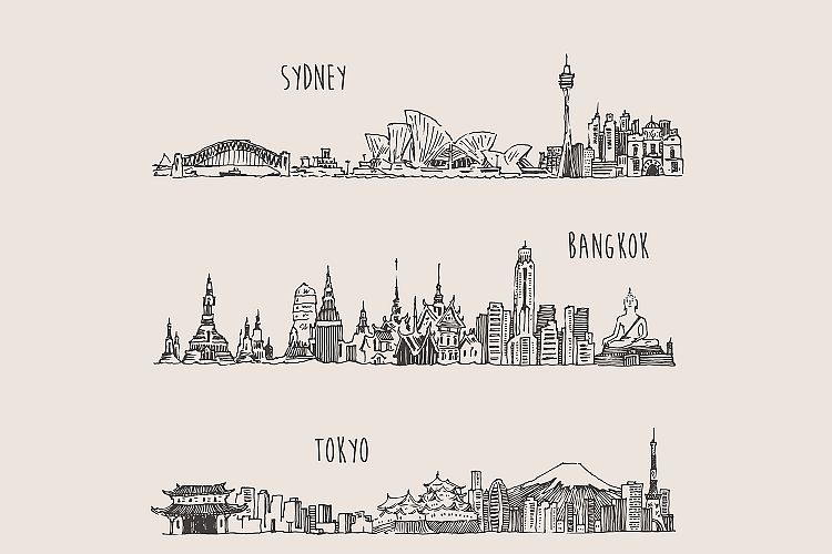 Sydney, Bangkok, Tokyo