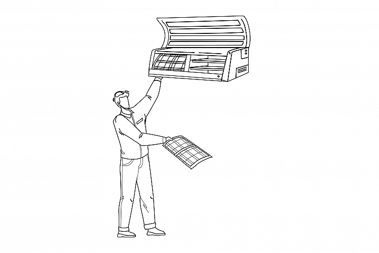 Repairing Conditioner Service Worker Man Vector example image 1