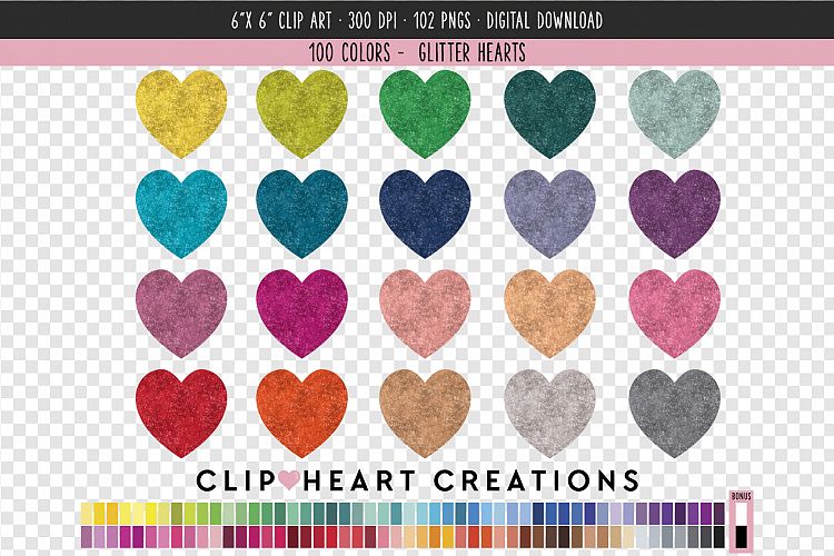 Glitter Hearts Clip Art - 100 Clip Art Graphics