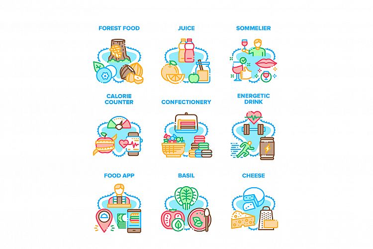 Food Application Set Icons Vector Illustrations example image 1