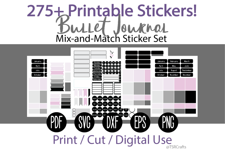 Bullet Journal and Planner Sticker Set - Black and Pink