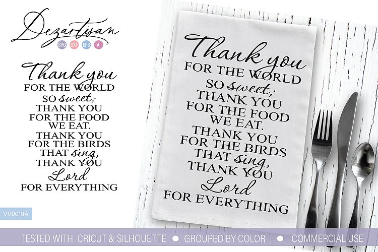 Thank you for the food we eat prayer SVG DXF Cut File