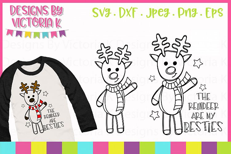 Reindeer Doodles, Christmas, SVG, DXF, PNG