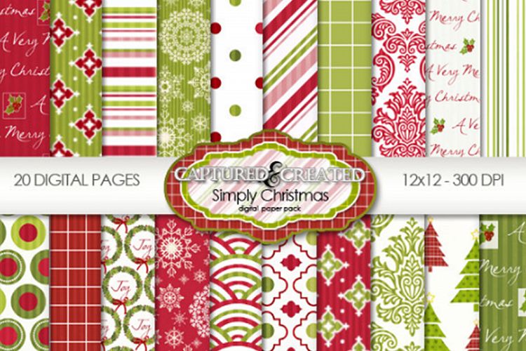 20 Simply Christmas: Mega Digital Paper Pack Collection example image 1
