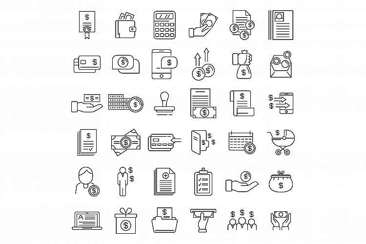 Allowance icons set, outline style example image 1
