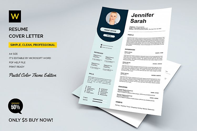 Resume / Cover Letter - Pastel Colors