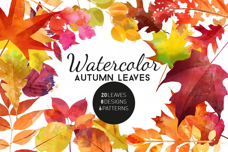 Watercolor autumn leaves