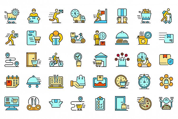 Home delivery icons set vector flat example image 1