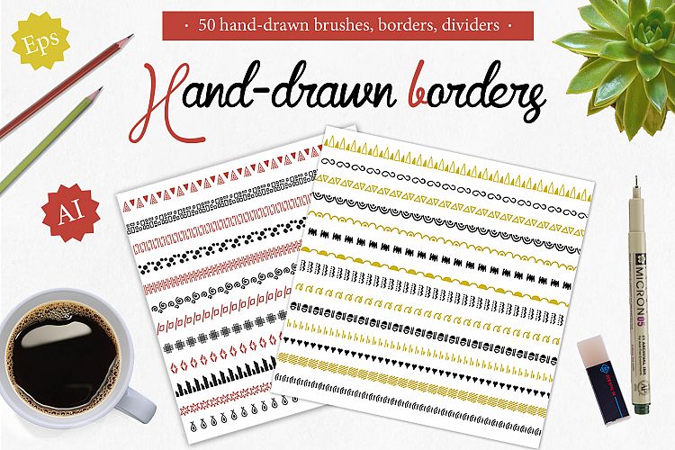 50 Borders, dividers, frames,brushes