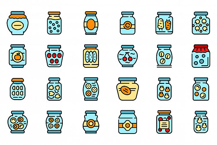 Pickled products icons set vector flat example image 1