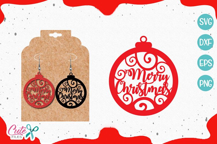 Download Merry christmas Earrings templante SVG cut file (353721 ...