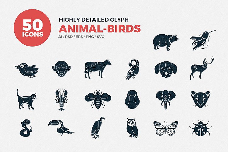 Glyph Animals Icons Set