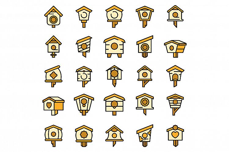 Bird house icons set vector flat example image 1