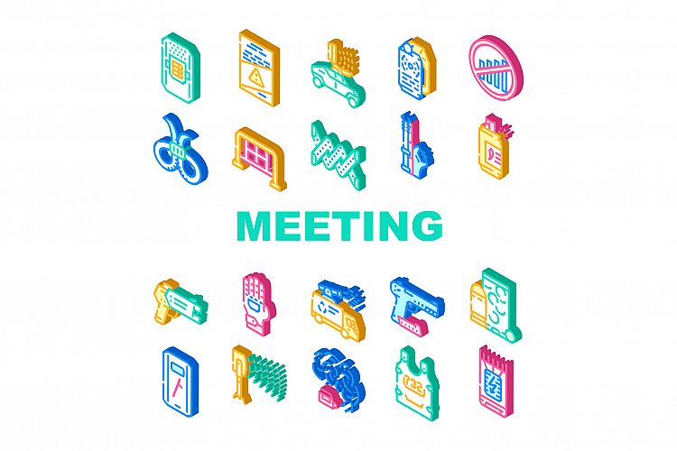 Protests Meeting Event Collection Icons Set Vector example image 1