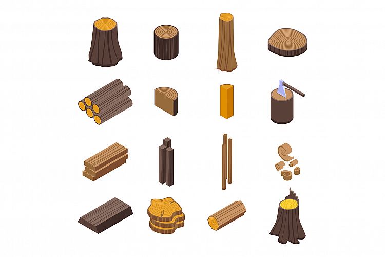 Trunk tree Trunk tree icons set, isometric style example image 1