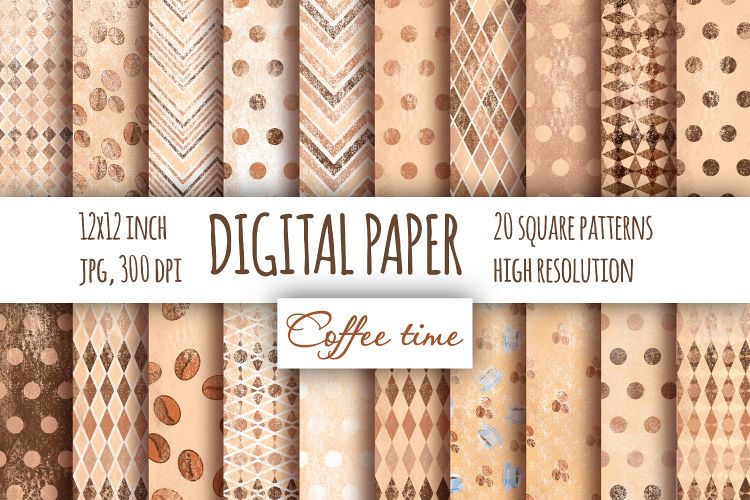 Vintage brown checkered polka dot chevron paper