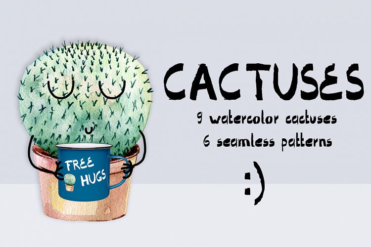 Watercolor cactuses