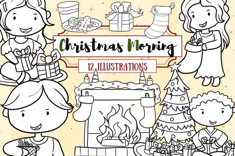 Christmas Morning Digital Stamps