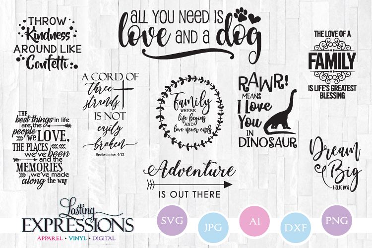 Download Set of 9 SVG Designs // Adventure and Family Quotes (241905) | SVGs | Design Bundles