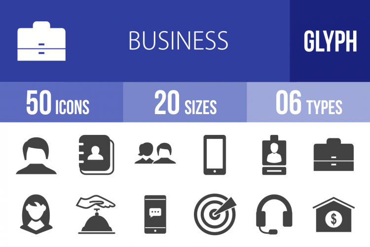 50 Business Glyph Icons